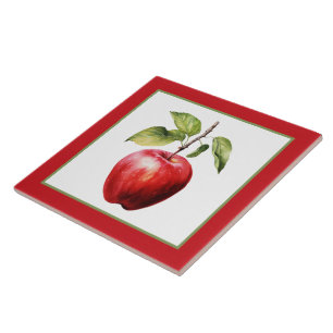 Cute apple watercolor kitchen tile
