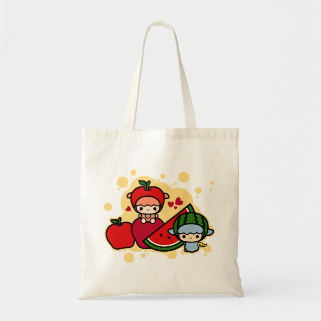 Cute apple watermelon and kawaii pet tote bag (Front)