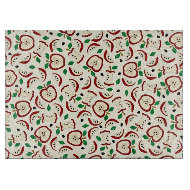 Cute Apples Glass Cutting Board (Front)