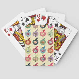 Cute Apples in Retro Style Playing Cards