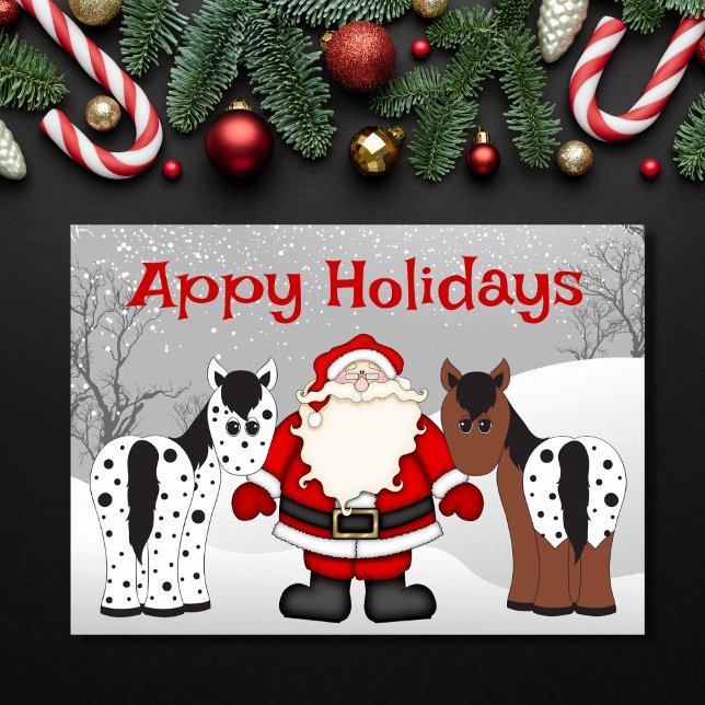 Cute Appy Holidays Appaloosa Horse Christmas Holiday Card (Creator Uploaded)