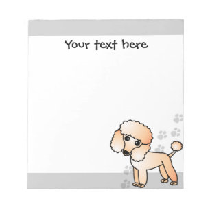 Cute Apricot Poodle Cartoon Grey Paw Print Notepad
