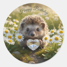 Cute April Hedgehog with Diamond Heart