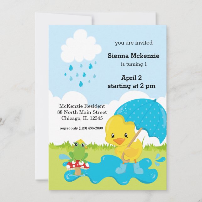 Cute April Showers Invitation (Front)