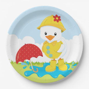 Cute April showers Paper Plate