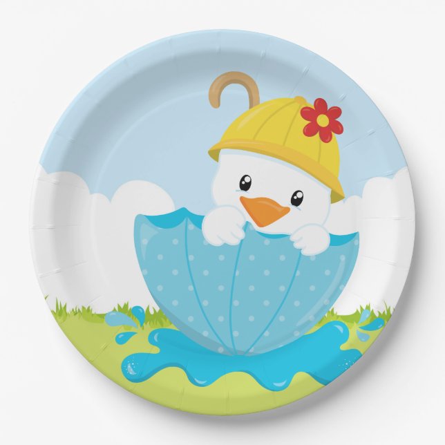 Cute April showers Paper Plate (Front)