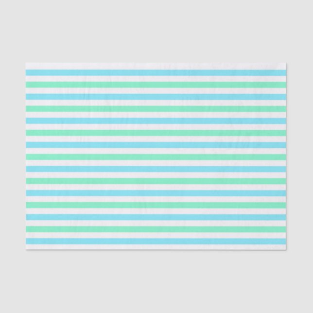 Cute Aqua and Mint Green Stripes Tissue Paper (Front)