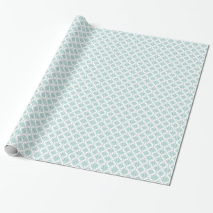 Cute Aqua and White Vintage Damask Pattern Wrapping Paper