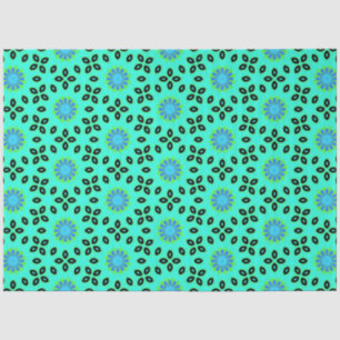 Cute Aqua & Black Floral Pattern Decoupage Tissue Paper