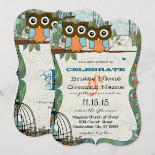 Cute Aqua Blue Owl Marry My Best Friend Wedding Invitation