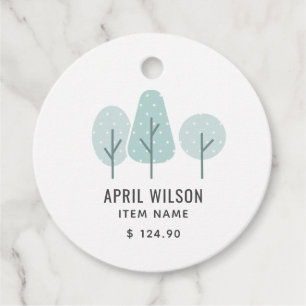 CUTE AQUA BLUE TEAL TREE TRIO LANDSCAPING PRICE FAVOUR TAGS