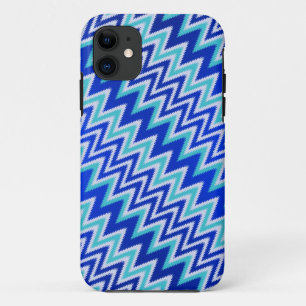 Cute aqua blue zigzag stripes iPhone 11 case