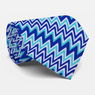Cute aqua blue zigzag stripes tie
