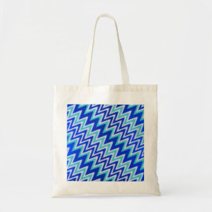 Cute aqua blue zigzag stripes tote bag