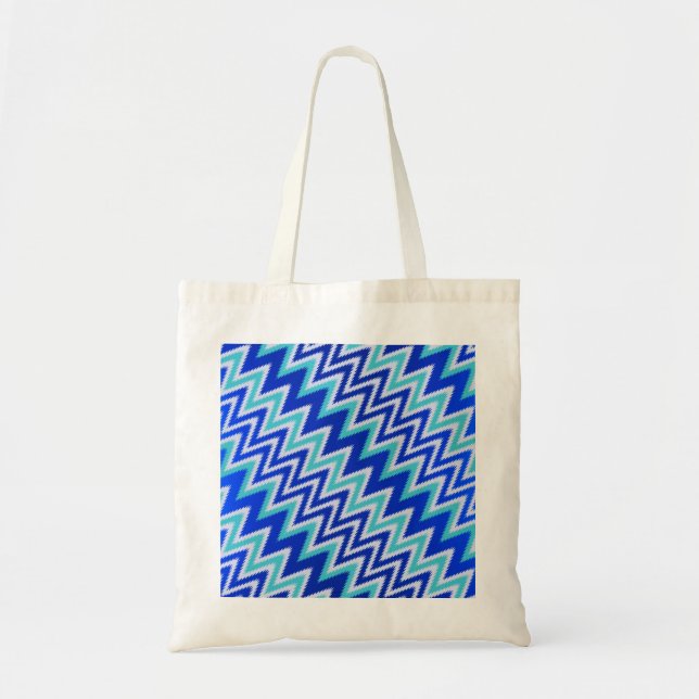 Cute aqua blue zigzag stripes tote bag (Front)