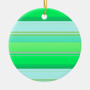 Cute aqua green stripes ceramic tree decoration