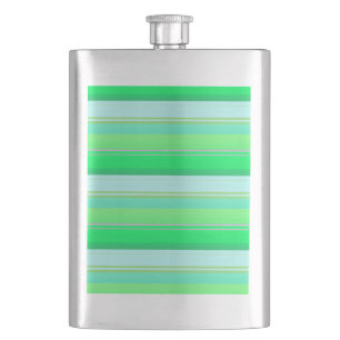 Cute aqua green stripes hip flask