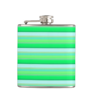 Cute aqua green stripes hip flask