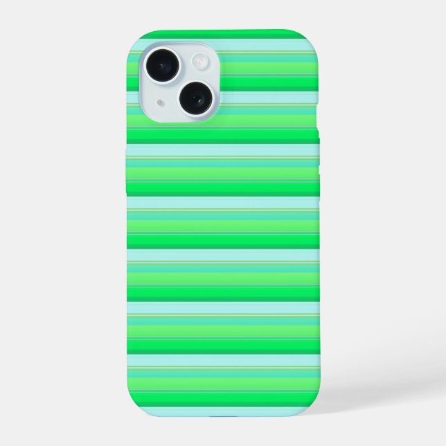 Cute aqua green stripes iPhone 15 case (Back)