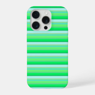 Cute aqua green stripes iPhone 15 pro case