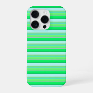 Cute aqua green stripes iPhone 16 pro case