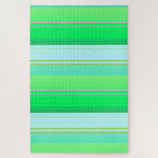 Cute aqua green stripes jigsaw puzzle (Vertical)