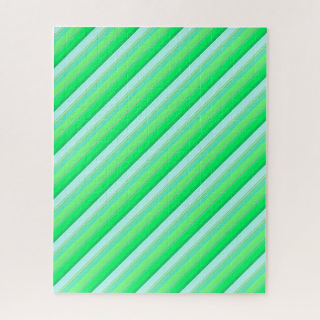 Cute aqua green stripes jigsaw puzzle (Vertical)