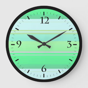 Cute aqua green stripes large clock