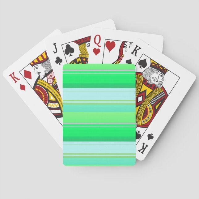 Cute aqua green stripes playing cards (Back)