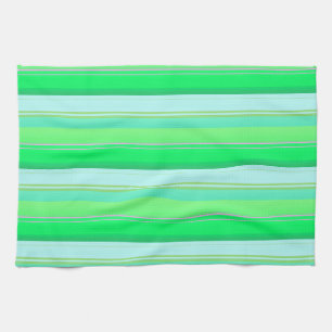 Cute aqua green stripes tea towel