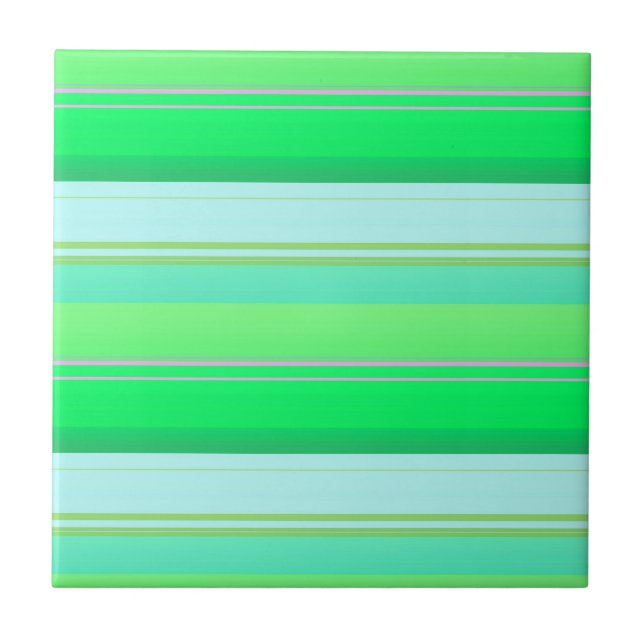 Cute aqua green stripes tile (Front)
