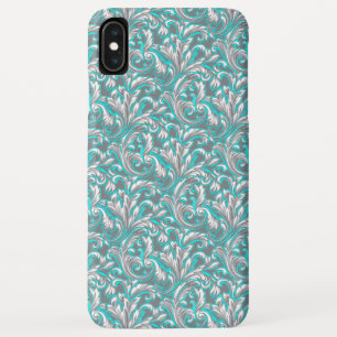 Cute aqua grey seamless floral pattern iPhone XS max case