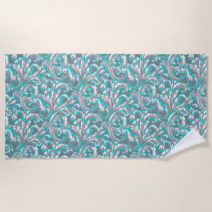Cute aqua grey seamless floral pattern lamp shade beach towel