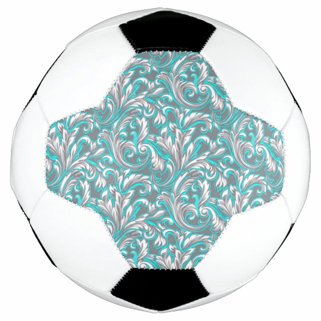 Cute aqua grey seamless floral pattern lamp shade football (Front)