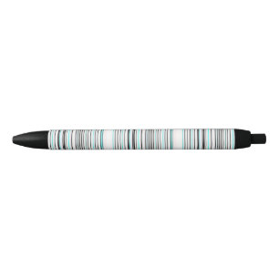Cute aqua grey stripes black ink pen