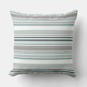 Cute aqua grey stripes cushion