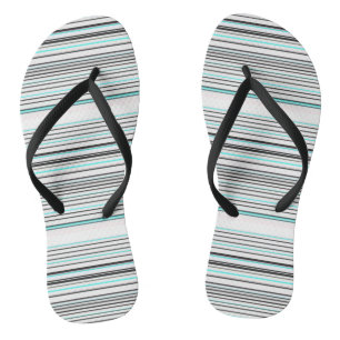 Cute aqua grey stripes flip flops
