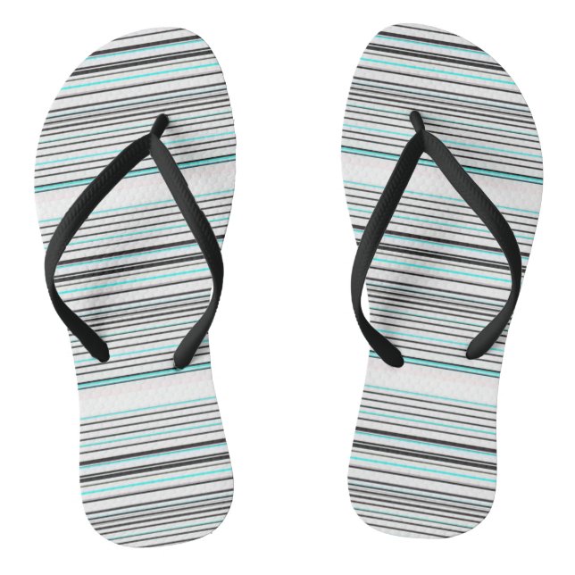 Cute aqua grey stripes flip flops (Footbed)