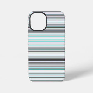 Cute aqua grey stripes iPhone 12 mini case