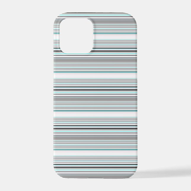 Cute aqua grey stripes iPhone case (Back)