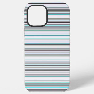 Cute aqua grey stripes iPhone 12 pro max case
