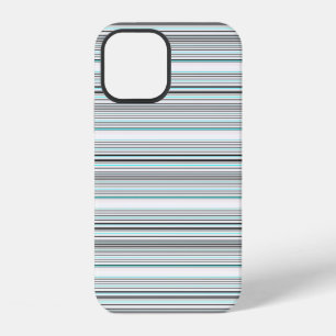 Cute aqua grey stripes iPhone 12 case