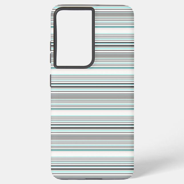 Cute aqua grey stripes samsung galaxy s21+ case (Back)