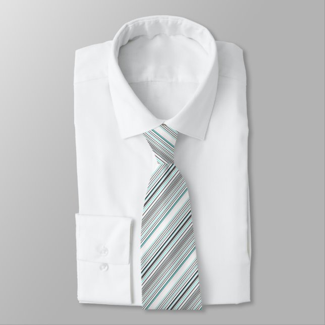Cute aqua grey stripes tie (Tied)