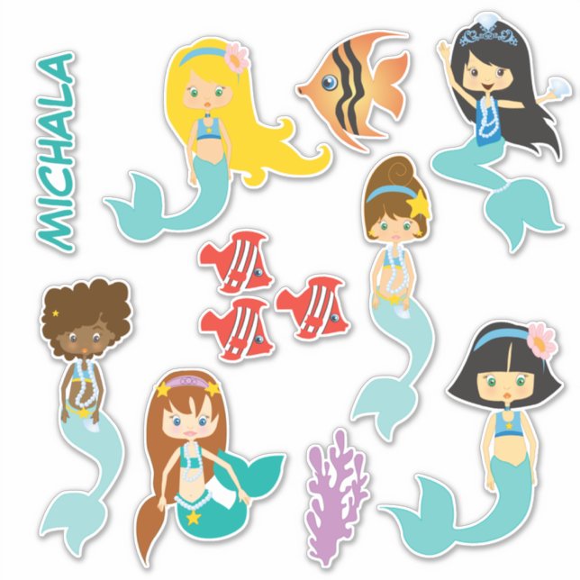 Cute Aqua Mermaid Princess Contour (Front)