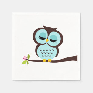 Cute Aqua Owl Napkin