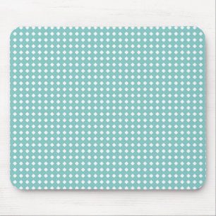 Cute Aqua Teal and White Geometric Pattern Mouse Mat