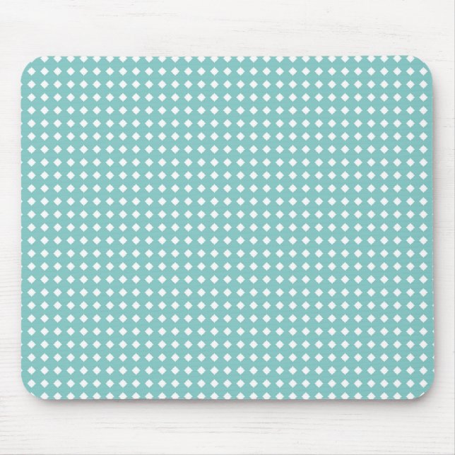 Cute Aqua Teal and White Geometric Pattern Mouse Mat (Front)