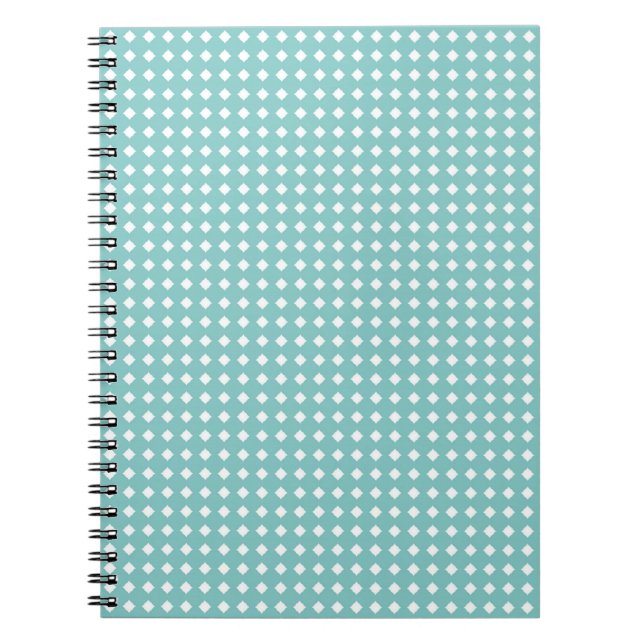 Cute Aqua Teal and White Geometric Pattern Notebook (Front)