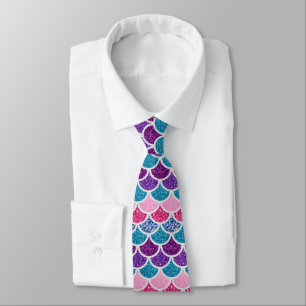 cute aqua turquoise pink purple mermaid scales tie